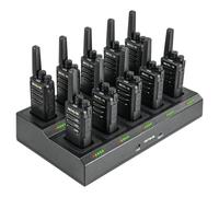 Retevis RT668 PMR446 Walkie Talkie Cargador 10 Vías Recargable (10 Piezas) | Radio Bidireccional Profesional Resistente Negro para Proveedor Fabricante, Adaptador Reemplazable, Batería de Larga Duración