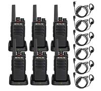 Retevis RT668 Walkie Talkie con Auriculares, Licencia Libre PMR446, Walkie Talkie Largo Alcance Recargable, Robusto Portátil Walkie Talkies para Seguridad, Industria y Depósito(Negro, 6 Piezas)