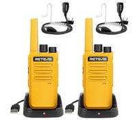 Retevis RT668 Walkie Talkie, PMR446 Walkie Talkie Profesional con Pinganillo, Robusto, VOX, Cable USB C Carga, Recargable Batteries, Profesional Radio Largo Alcance para Restaurante, Ciclismo(1 Par)