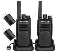 Retevis RT68 Walkie Talkies Rechargeable,Portable FRS Two-Way Radios for Adults,Heavy Duty 2 Way Radios Long Range,USB Charging Base,License Free Walkie Talkie for Road Trip Gifts Camping (2 Pack)