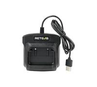 Retevis RT86 Cargador para Walkie-talkies, Luz LED Salida de 8,4 V, Cargador USB Original para Radios Bidireccionales RT86 RB25 RT86S RT86A y RB689, para Negocio, Tienda y Rodajes, Negro (1 Pcs)