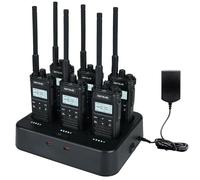 Retevis RT86S Walkie Talkie Resistente, Radio con Cargador de 6 Vías | 2600mAh, Pantalla LCD, Llamadas Grupales, para Negocios, Negro, Paquete de 6