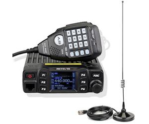 Retevis RT95 Transceptor de Radioaficionado con Antena, Banda Dual, Mini Transceptores Móviles con Pantalla LCD Giratoria Dual, 200 Canales, Antena Móvil SL16/PL259 para Automóvil