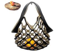 RETGJNC Bolso plegable de cuero hecho a mano, bolso de malla 2 en 1, cojín plegable y bolsa de compras, gran capacidad, ideal para gimnasios escolares de playa.