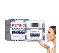 Retinol & Colágeno Crema hidratante Día y Noche Face Cream, crema antiarrugas, crema antiedad con 15% ácido hialurónico, loción facial antiarrugas, crema reafirmante para el cuello (50 ml-1 unidad)