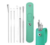 Retirada De Cera Para La Oreja - Set De Limpiador De Acero, Herramientas De Selección De Orejas | Kit De Extractores De Cementera De Acero Inoxidable De 6 Piezas Con Estuche De PU, Colección De