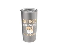 Retirado para ser una abuela gato a tiempo completo Vaso térmico de acero inoxidable de doble pared