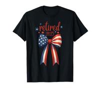 Retired 2025 USA American Flag Bow Ribbon for Women Camiseta