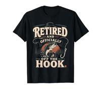 Retired and The Hook Fisherman Bass Angler Camiseta gráfica económica, Hombre, Negro, M