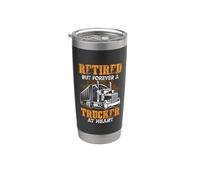 Retired But ForeverA Trucker At Heart Funny Truck Driver Vaso térmico de acero inoxidable de doble pared