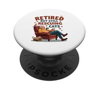 Retired But Still Rescuing Cats for Cat Lovers PopSockets PopGrip Adhesivo