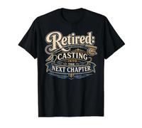 Retired Casting Into The Next Chapter Fishing Camiseta gráfica económica, Hombre, Negro, M