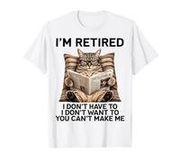 Retired Cat Reading Newspaper Funny Retirement Cat Mom Dad Camiseta