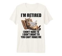 Retired Cat Reading Newspaper Funny Retirement Cat Mom Dad Camiseta Premium