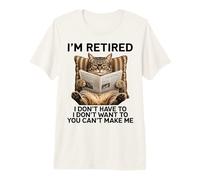 Retired Cat Reading Newspaper Funny Retirement Cat Mom Dad Camiseta Premium