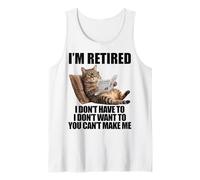 Retired Cat Reading Newspaper Funny Retirement Cat Mom Dad Camiseta sin Mangas