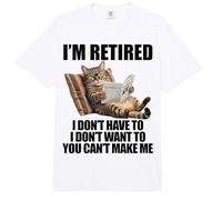 Retired Cat Reading Newspaper Funny Retirement Cat Mom Dad Comfort Colors Adult Heavyweight T-Shirt
