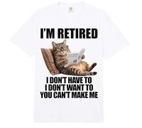 Retired Cat Reading Newspaper Funny Retirement Cat Mom Dad Comfort Colors Adult Heavyweight T-Shirt
