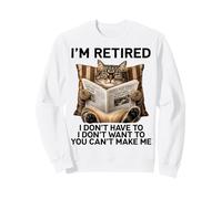 Retired Cat Reading Newspaper Funny Retirement Cat Mom Dad Sudadera