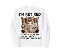 Retired Cat Reading Newspaper Funny Retirement Cat Mom Dad Sudadera