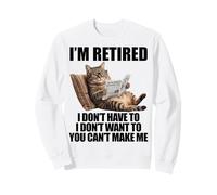 Retired Cat Reading Newspaper Funny Retirement Cat Mom Dad Sudadera