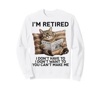 Retired Cat Reading Newspaper Funny Retirement Cat Mom Dad Sudadera