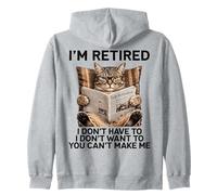 Retired Cat Reading Newspaper Funny Retirement Cat Mom Dad Sudadera con Capucha