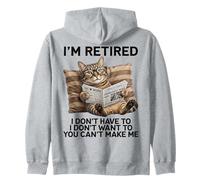 Retired Cat Reading Newspaper Funny Retirement Cat Mom Dad Sudadera con Capucha