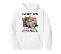 Retired Cat Reading Newspaper Funny Retirement Cat Mom Dad Sudadera con Capucha