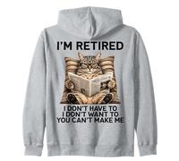 Retired Cat Reading Newspaper Funny Retirement Cat Mom Dad Sudadera con Capucha