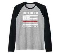 Retired Firefighter Thin Red Line Retirement Camiseta Manga Raglan