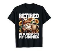 Retired Gnome With Coffee And Books Funny Retirement Saying Camiseta