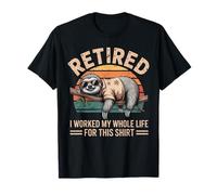 Retired I Worked My Whole Life Funny Sloth Sunglasses Retro Camiseta