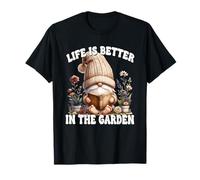 Retired Life Is Better In The Garden GNOME For Book Lover Camiseta