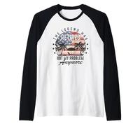 Retired Not My Problem Anymore Hombres Mujeres Jubilación Bandera de Estados Unidos Camiseta Manga Raglan