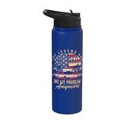 Retired Not My Problem Anymore Hombres Mujeres Jubilación Bandera de Estados Unidos Stainless Steel Insulated Water Bottle