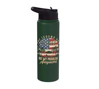 Retired Not My Problem Anymore Hombres Mujeres Jubilación Bandera de Estados Unidos Stainless Steel Insulated Water Bottle