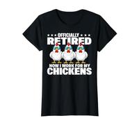 Retired Now I Work For My Chickens Funny Retirement Camiseta gráfica económica, Mujer, Negro, M