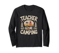 Retired Teacher Camping Adventure Vacation Outdoor Fun Manga Larga