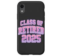 Retired Teacher Class of 2025 Cute Preppy Varsity Retirement Carcasa para iPhone XR