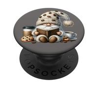 Retired Teacher GNOME Love Reading Cookies Coffee and Books PopSockets PopGrip Adhesivo