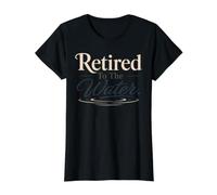 Retired To The Water Boating Fishing Retiree Camiseta gráfica económica, Mujer, Negro, M