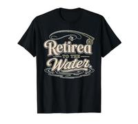 Retired To The Water Fly Fishing Retirement Angler Camiseta gráfica económica, Hombre, Negro, XL