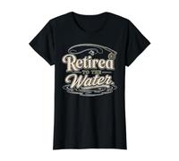 Retired To The Water Fly Fishing Retirement Angler Camiseta gráfica económica, Mujer, Negro, S