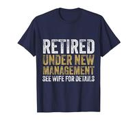 Retired Under New Management Fiesta De Jubilación Divertido Camiseta, Hombre, Azul Marino, 5XL