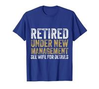 Retired Under New Management Fiesta De Jubilación Divertido Camiseta, Hombre, Azul Real, XXL
