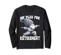 Retired Yoga Gnome In Warrior Pose Funny Retirement Plan Manga Larga