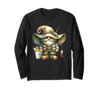 Retirement Fishing GNOME For Retired Dad and Fishing Grandpa Manga Larga