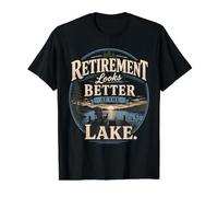 Retirement Looks Better At The Lake Fishing Camiseta gráfica económica, Hombre, Negro, XL