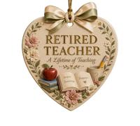 Retirement Ornament Heart - PVC Hanging Keepsake | Christmas Tree Decor